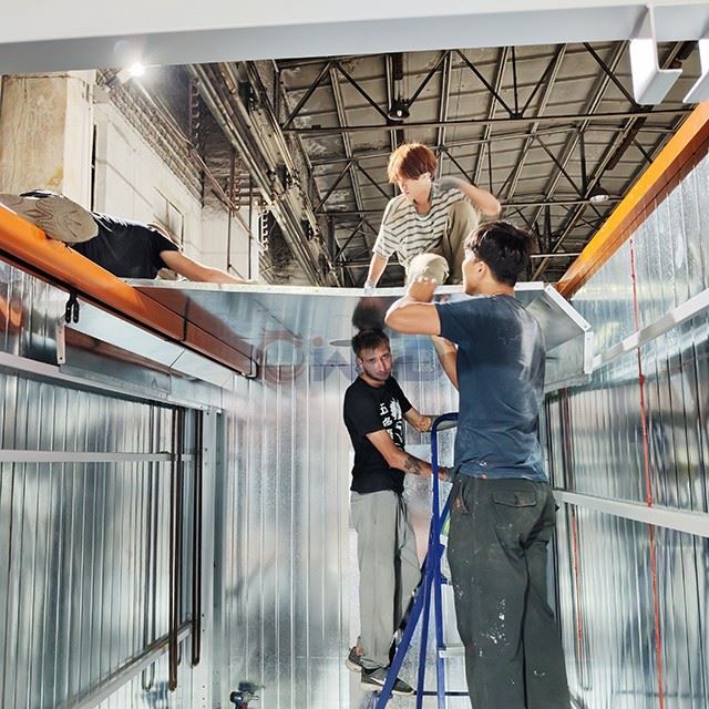 Manual Powder Coating Spray Booth And Curing Oven With Conveyor System suppliers